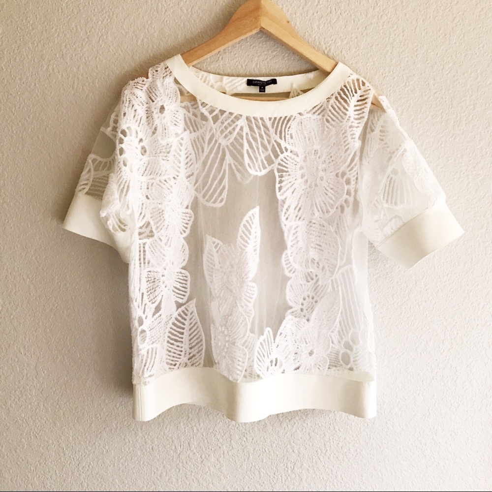 Lafayette 148 New York White Sheer Blouse